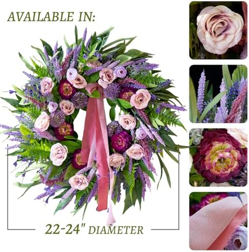 24 Inch Spring Summer Wreaths for Front Door Outside,Mantel,Porch&Entryway