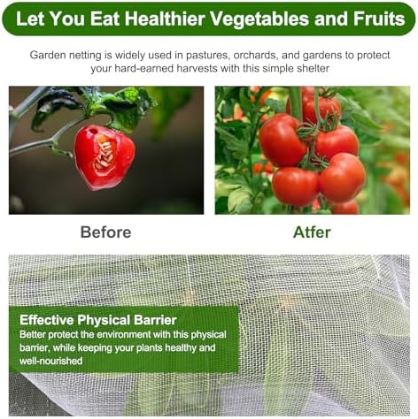 Jevrench 4 x 50 ft Garden Netting Row Cover, Ultra Fine Mesh for Plants