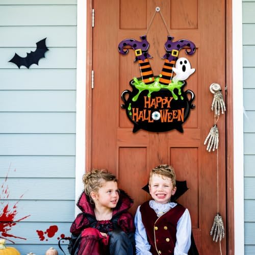 Halloween Witches Door Sign Witch Legs Cauldron Wreath Hanging Decorations