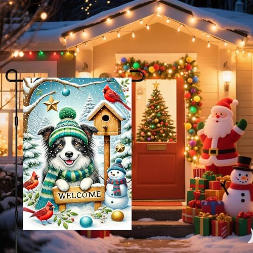 BlissYard Garden Flag Shepherd Snowy Scene Winter 12x18 Inch Polyester