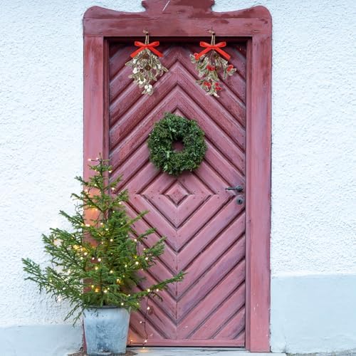 Giegxin 2 Piece Christmas Mistletoe Ornament,Color Style,Red