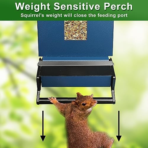 Squirrel Proof Bird Feeders for Outdoors, 6LB Metal Hanging Feeders, Large Wild Feeders for Cardinals, Chickadees, Durable Backyard Feeders（Blue