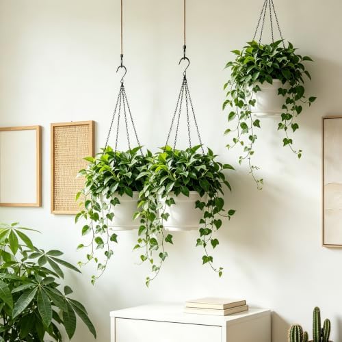 Oligei 3 Pack Hanging Basket Chain, Black Planter Hangers with Hooks, 23 Inch Long Hanging Plant Chain, 4 Point Replacement Chains for Hanging Baskets, Bird Feeders and Lanterns