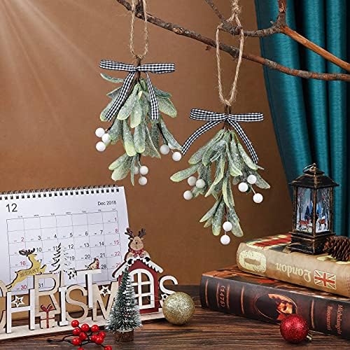 Dilunave 2 Pieces 2 Pcs Christmas Mistletoe Decoration, White