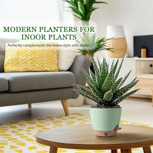 2 Pack 8 Inch Pots for Plants Indoor, Plastic Self Watering Planters