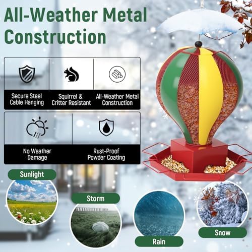 All-Metal Bird Feeder for Outdoors, Squirrel Proof Hanging Bird Feeder