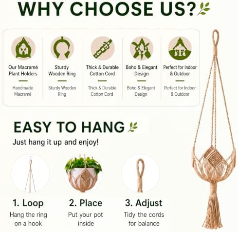 Shappy Boho Macrame Plant Hanger for Indoor