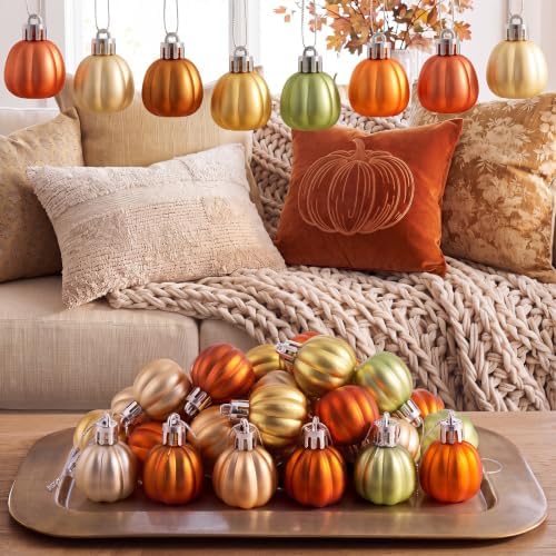 Colingmill 36 Pcs Fall Tree Ornaments, Farmhouse Pumpkin Hanging Ornaments