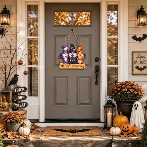 Halloween Decorations Happy Halloween Door Decor Gnomes Wooden Wall Sign
