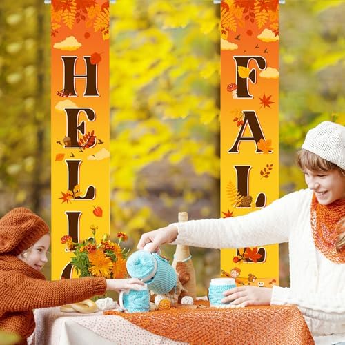 Avezano Fall Door Decorations Fall Banners for Outside