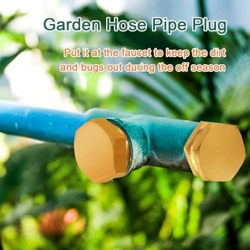 Joywayus 4PCS Brass 3/4"GHT Garden Hose Plugs Caps Kit