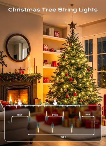 Minetom LED Clear Christmas String Lights, 50 Count 10 Feet LED Christmas Lights Bulb, Christmas Decorations Indoor, White Christma Tree Lights for Indoor Outdoor Xmas Wedding Party Festival
