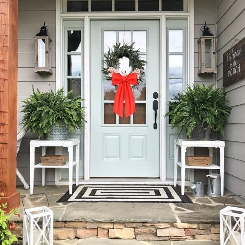 2 Pcs Red Wreath Sash for Front Door Linen Wreath Ribbon Bow for Yard Porch Garland Home Decor
