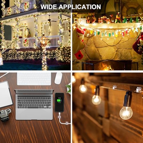 TidyHelper 200 PCS Christmas Light Clips (Small, Clear), Indoor/Outdoor