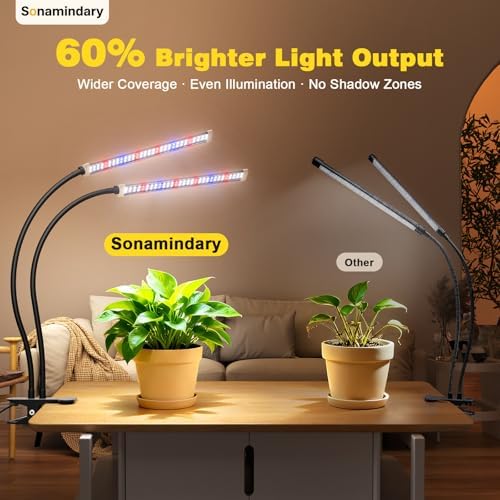 Grow Lights for Indoor Plants,LED Clip-On Clamp, Dual Head
