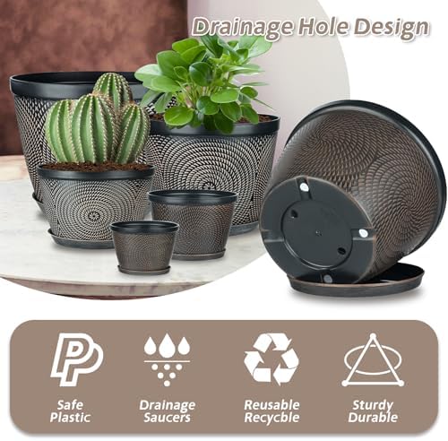 Quarut 12 Inch 4 Pack Large Pots, for Plants,Plastic Flower Pot for Indoor