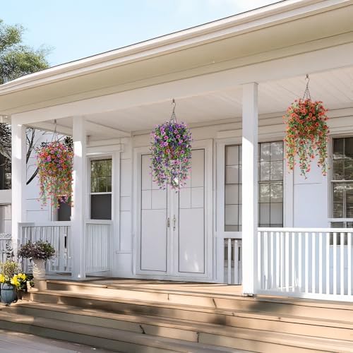 INQCMY Artificial Fake Hanging Flowers Plants for Outdoor Summer Decoration