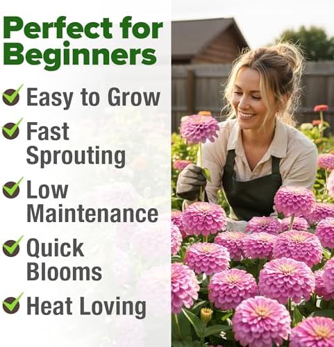 HOME GROWN Zinnia Seeds, Luminosa Pink, 1,500 Seeds, Zinnia elegans