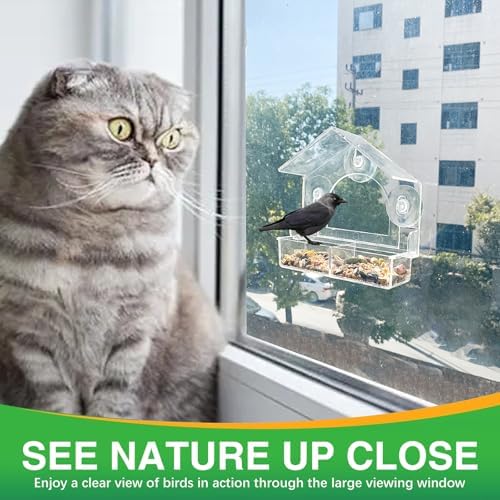 2PCS Clear Bird Feeder for Window