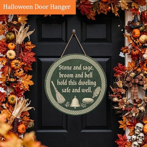 Halloween Decorations Wooden Sign for Home, Witchy House Blessing Sign