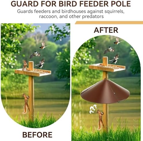 Qualirey 21.5" Metal Squirrel Proof Baffle, for 4 x 4 Posts,Brown,1 Pack