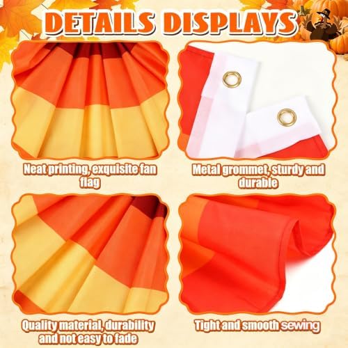 Augshy 4Pcs Fall Bunting Fan Flags, Thanksgiving Orange Yellow Brown Banner