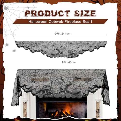 Pangda Halloween Spider Web Mantle Scarf Black, 18*96inch, Pumpkin