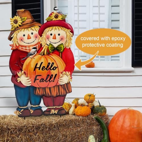 Fall Decorations Outdoor,Thanksgiving Scarecrow with Pumpkin Garden Decor