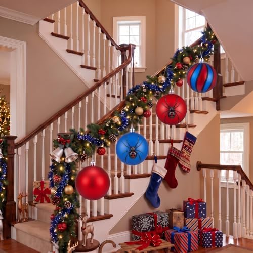 Tigeen 4 Pcs 6'' Large Spiderweb Themed Christmas Ball Ornament Decoration
