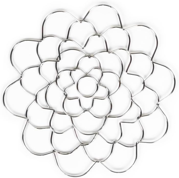 Stainless Steel Floral Grid Organizer, 2025 New Flower Arrangement Holder, Floral Grid Reuseable Flower Frog Wire Arranger Twist for Vase Floral Stems Bouquets Plant Fixation Sliver (Sliver-5in)