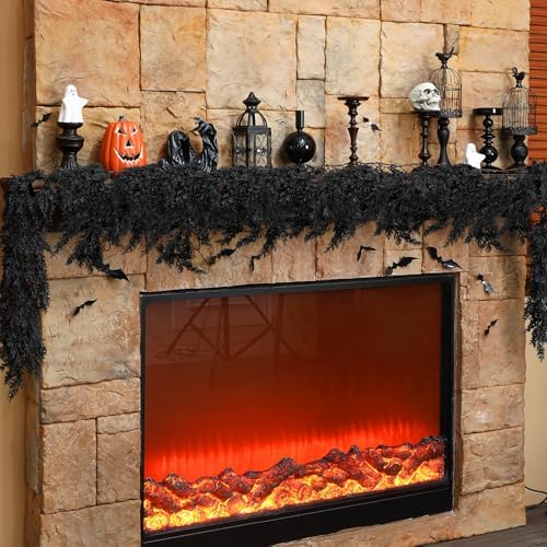 XunYee 6 Feet Black Halloween Garland, Gothic Vine Boughs