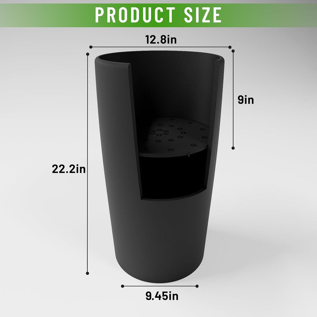 Set of 2 Round Tall Planters 22 Inch, Large Planter for Indoor Outdoor Plants, Modern Flower Pot Containers Large