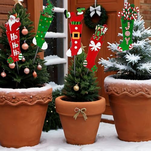 Roowest 5 Pack 12'' H Metal Christmas Yard Stakes Outdoor Decorations