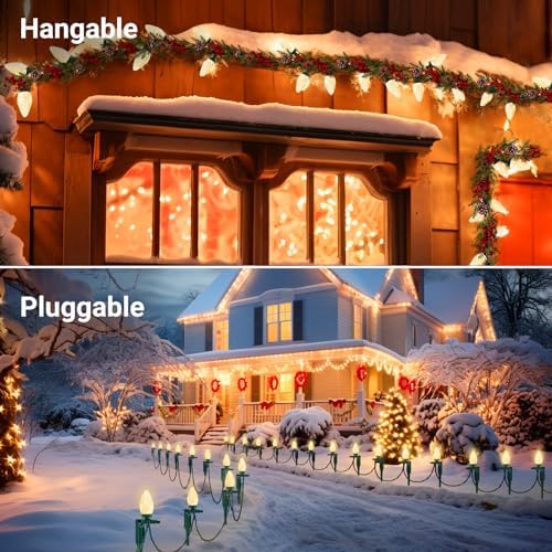 SURAIELEC C9 Christmas Pathway Lights, 25FT, 25 Warm White LED Bulbs