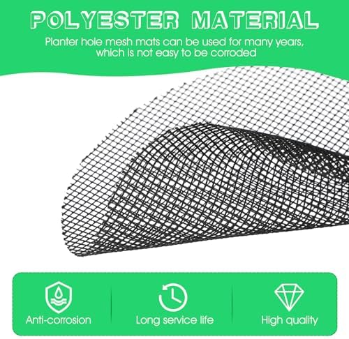 Ouligay 100pcs Flower Pot Hole Mesh Pad, 4 inch Rounds Plastic Mesh Sheet, Bonsai Bottom Grid Mat, Keep Soil from Flowing Away DIY Drainage Netting Pot