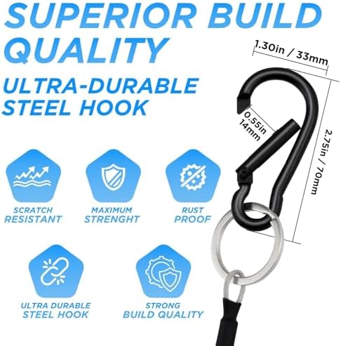 SDTC Tech 8 Inch Hanging Straps with Carabiner Hook 5 Pack