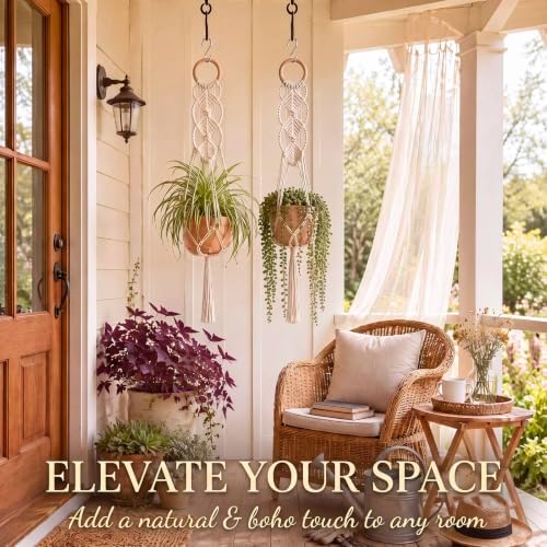 Shappy 1 Pack Boho Macrame Plant Hanger for Indoor