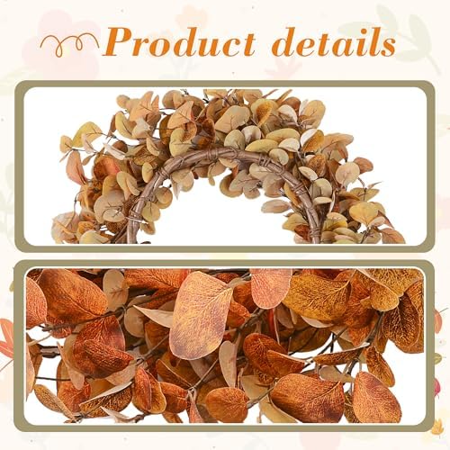 YNYLCHMX 20" Fall Wreath for Front Door, Golden Eucalyptus Leaves