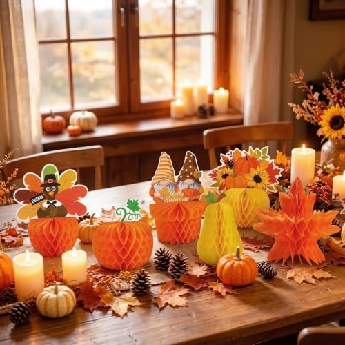 6Pcs Fall Table Honeycomb Centerpieces Thanksgiving Home Decor