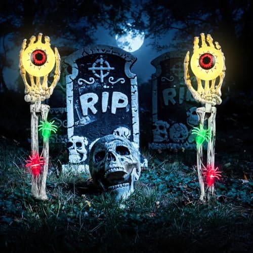 Halloween Decorations Outdoor, 2 Pack Halloween Skeleton Hands Decorations