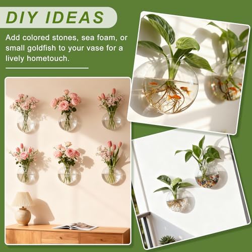 Wall Propagation Planters, 4 Pack Oblate Hanging Plant Holder Vase