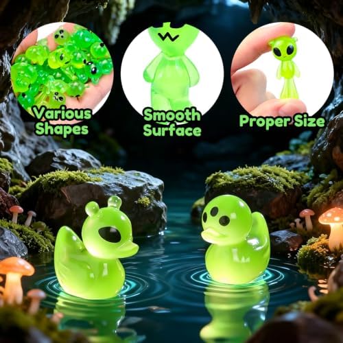 44 Pcs Luminous Mini Resin Alien Figures Miniature Figurines
