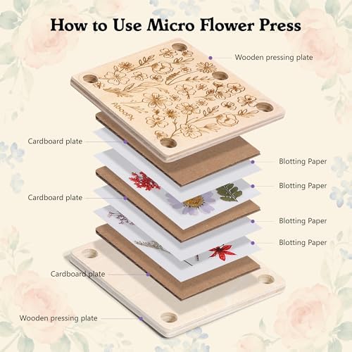 Aboofx Mini Flower Press Kit for Small Flowers Drying for Nature Lover