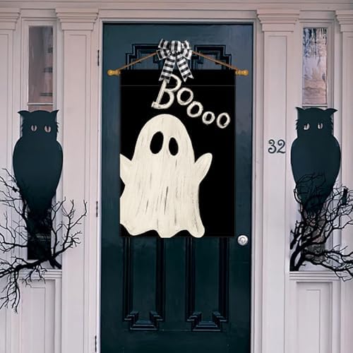 AVOIN colorlife Ghost Boo Halloween House Flag 28x40 Inch for Outside