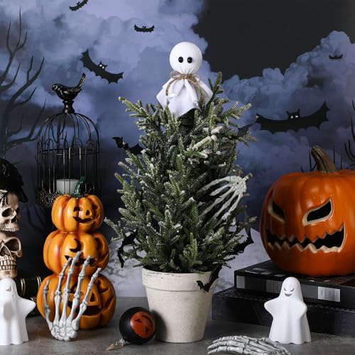 Suncalla Halloween Ghost Tree Topper Velvet Ghost 5.5 Inch Spooky
