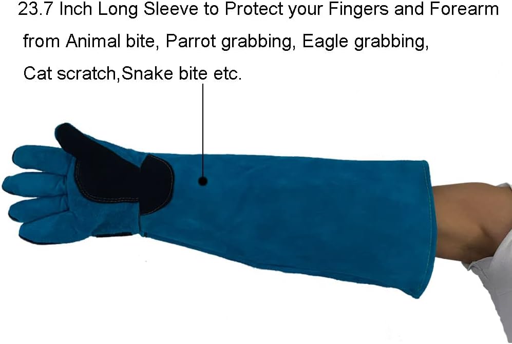 Animal Handing Gloves Bite Proof 23.7 Inch Kevlar Reinforced Multipurpose Pet Leather Glove Padding Dog,Cat