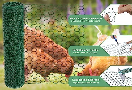 Mklsit Chicken Wire 15.7 x 315 Inches Chicken Wire Fencing Mesh, Green