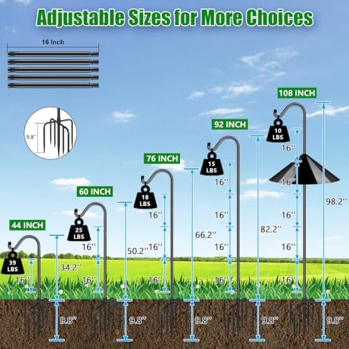 FEED GARDEN 108’’ Bird Feeder Pole Squirrel Proof 1 Pack, Shepherds Hook