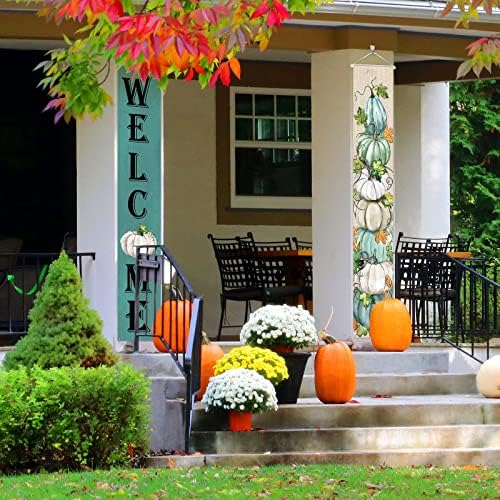 Tiamon Fall Door Banners Welcome Pumpkin Autumn Porch Sign