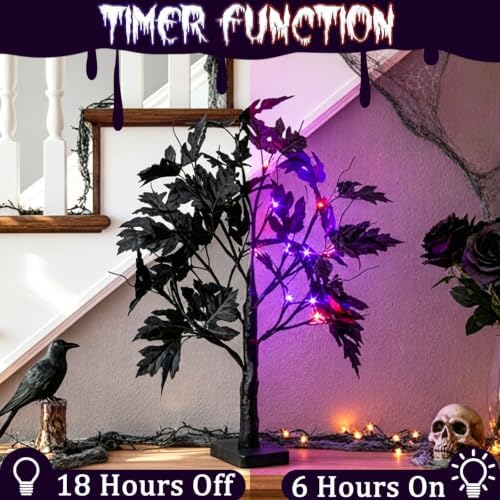 PABIPABI Halloween Decorations Indoor, Halloween Tree Lights with Timer